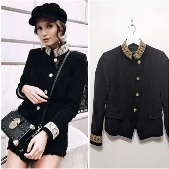 Zara velvet military style blazer - Picture 1 of 6